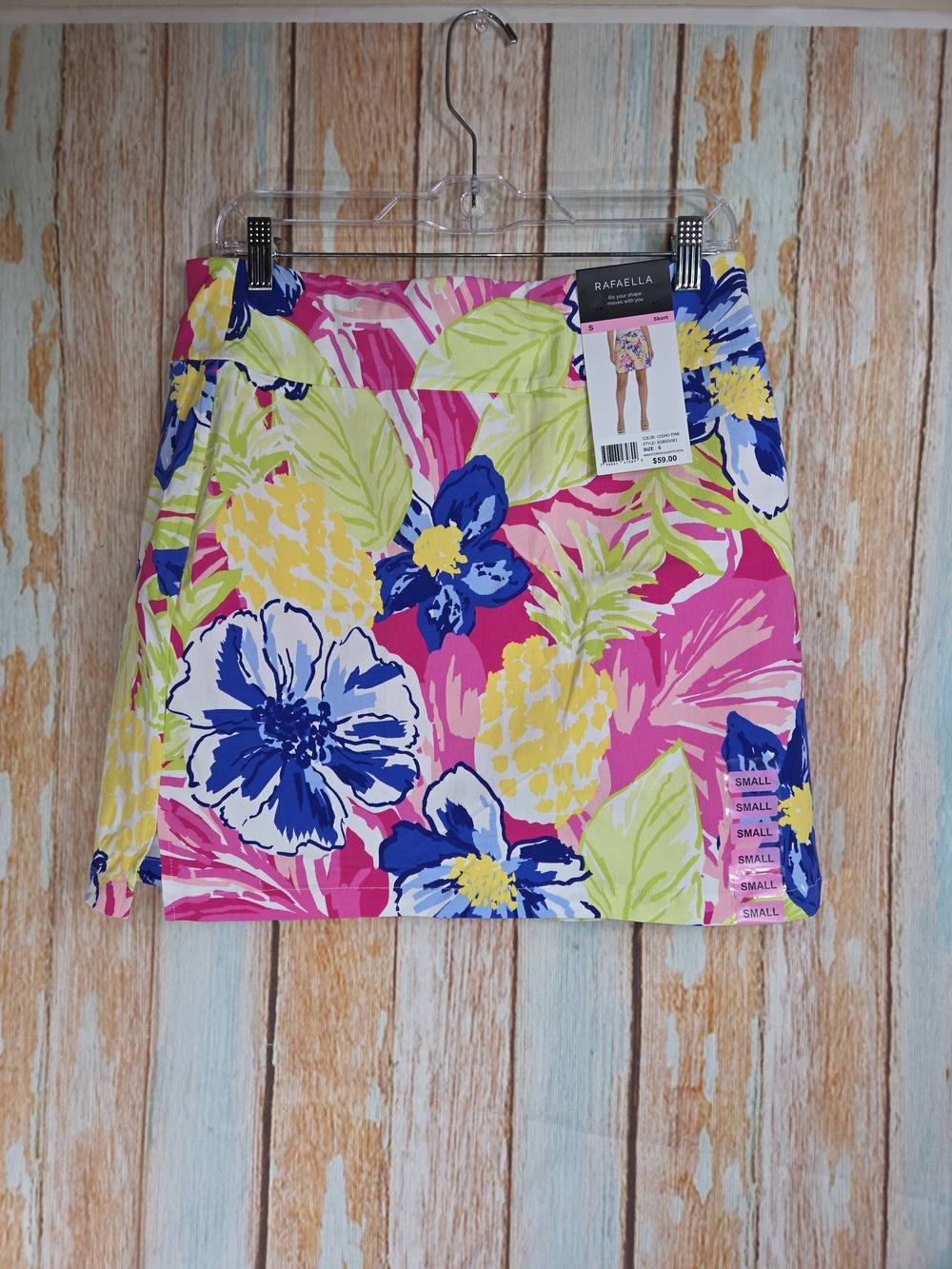 Rafaella Pink Floral Pineapple Print Mini Skirt